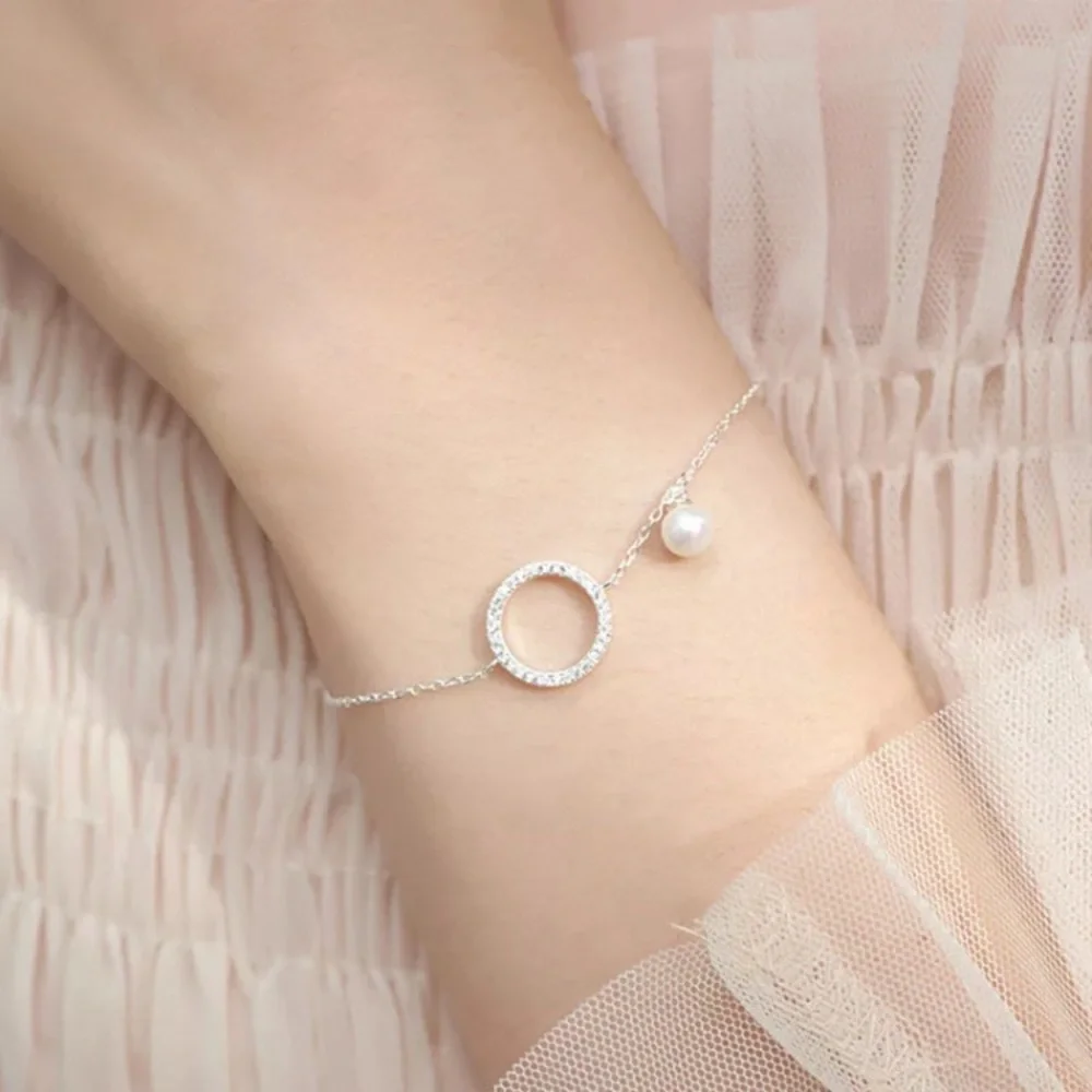 Sterling Silver Diamond Pearl Bracelet